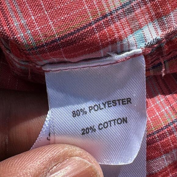 ExOfficio Keats Shirt Short Sleeves Button Up Plaid Spiced Coral Mens Medium NEW - Picture 9 of 10
